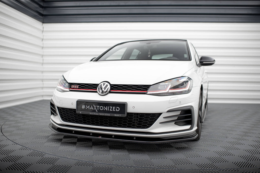 Maxton Design Street+ Spoilerlippe Front Ansatz V.1 passend für VW Golf GTI / GTD Mk7 Facelift schwarz Hochglanz