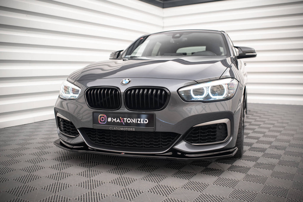 Maxton Design Street+ Spoilerlippe Front Ansatz V.3 passend für BMW 1er F20/F21 M-Power schwarz Hochglanz