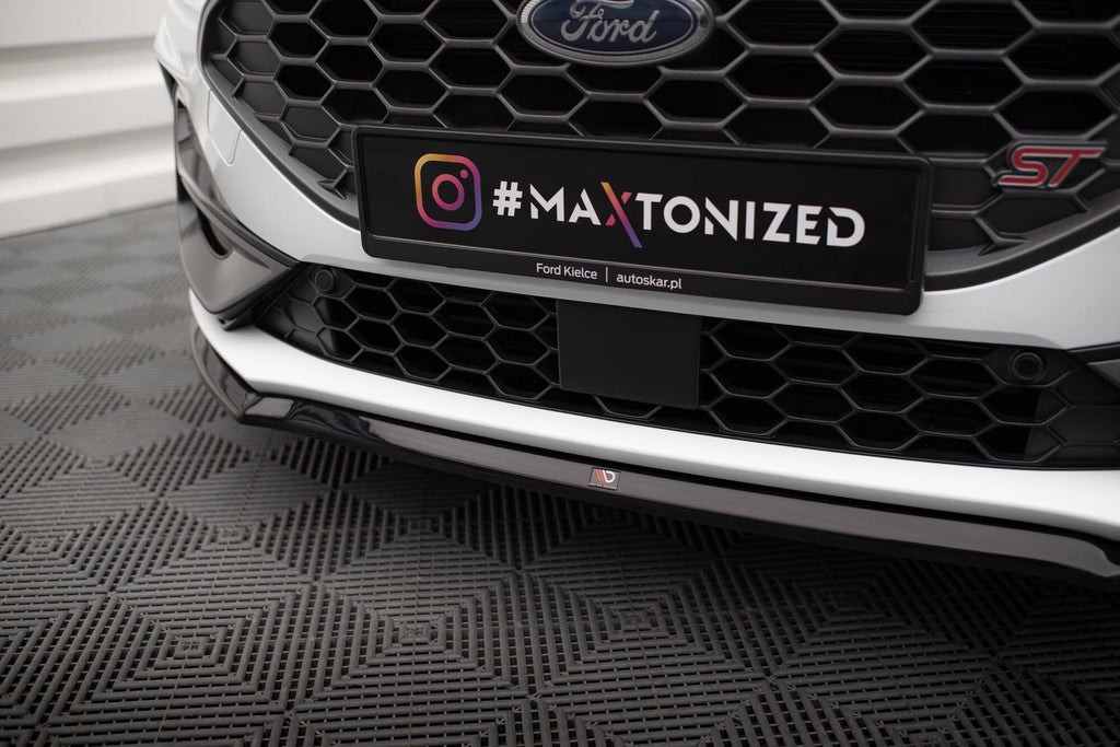 Maxton Design Street+ Spoilerlippe Front Ansatz V.3 passend für Ford Focus ST / ST-Line Mk4 Facelift schwarz Hochglanz