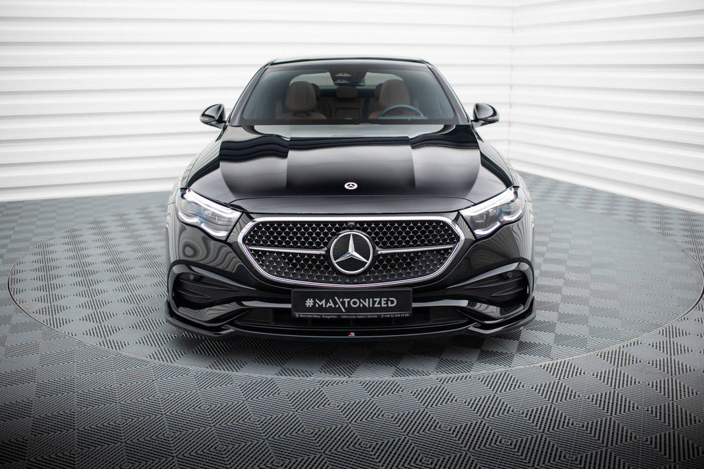 Maxton Design Street+ Spoilerlippe Front Ansatz V.1 passend für Mercedes-Benz E AMG-Line Limousine / Kombi W214 schwarz Hochglanz