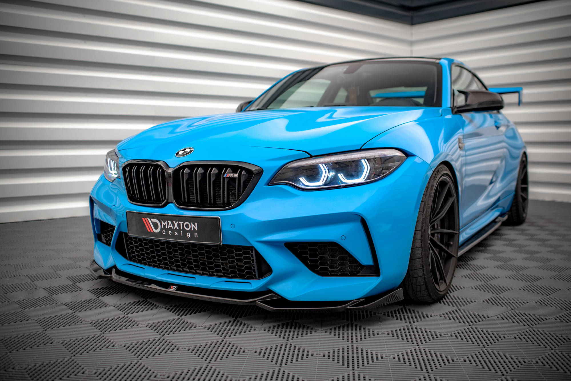 Maxton Design Street+ Spoilerlippe Front Ansatz V.1 passend für BMW M2 Competition F87 schwarz Hochglanz