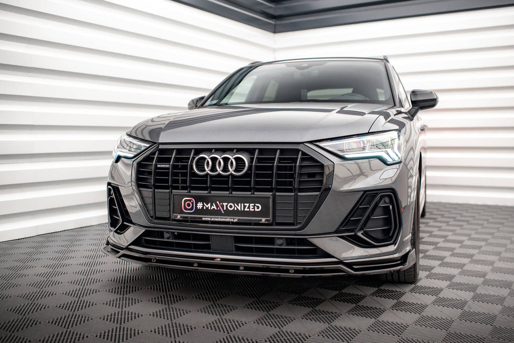 Maxton Design Street+ Spoilerlippe Front Ansatz V.4 passend für Audi Q3 Sportback / SUV S-Line F3 schwarz Hochglanz