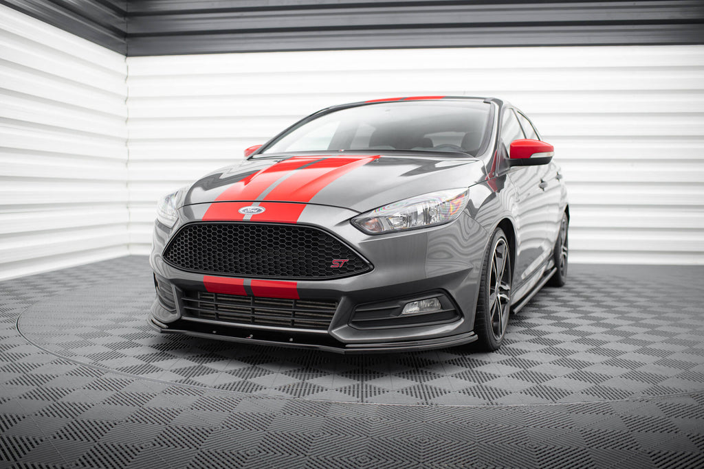 Maxton Design Street+ Spoilerlippe Front Ansatz V.1 passend für Ford Focus ST Mk3 FL schwarz Hochglanz