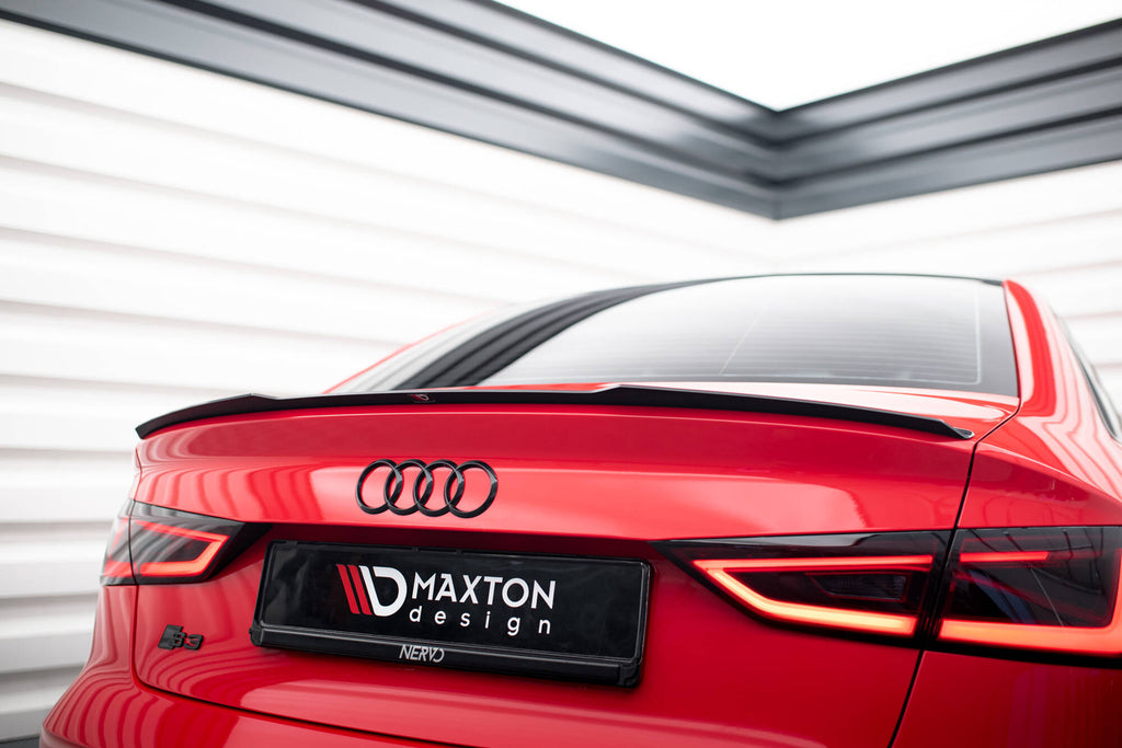 Maxton Design Spoiler CAP passend für Audi A3 / A3 S-Line / S3 / RS3 Limousine 8V schwarz Hochglanz