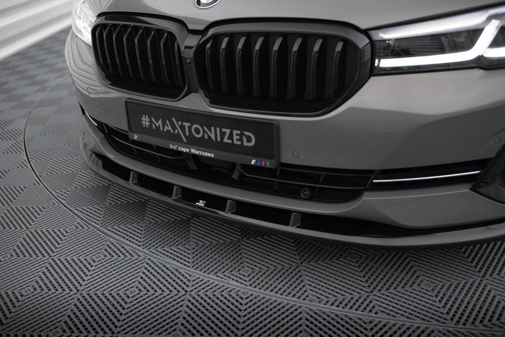 Maxton Design Street+ Spoilerlippe Front Ansatz V.1 passend für BMW 5er G30 / G31 Facelift schwarz Hochglanz