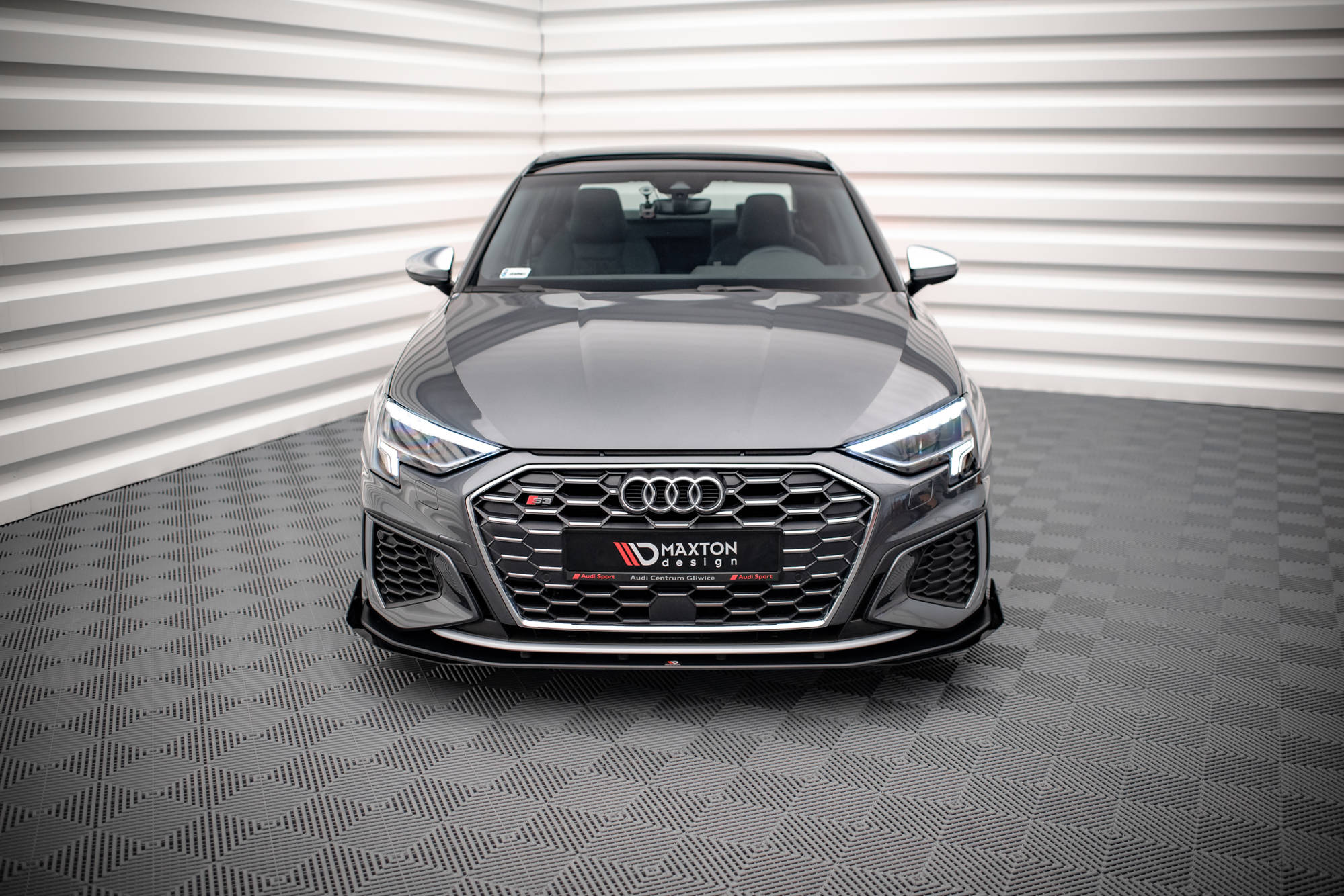 Maxton Design Street Pro Street+ Spoilerlippe Front Ansatz passend für + Flaps passend für + Flaps Audi S3 / A3 S-Line 8Y schwarz Hochglanz