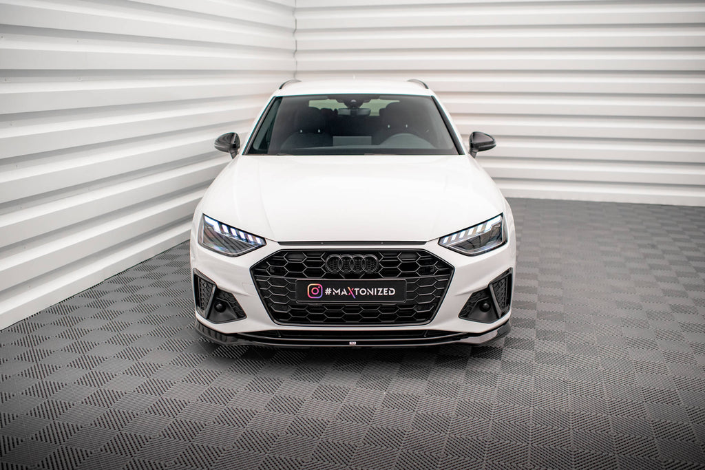 Maxton Design Street+ Spoilerlippe Front Ansatz V.2 passend für Audi A4 S-Line / S4 B9 Facelift schwarz Hochglanz