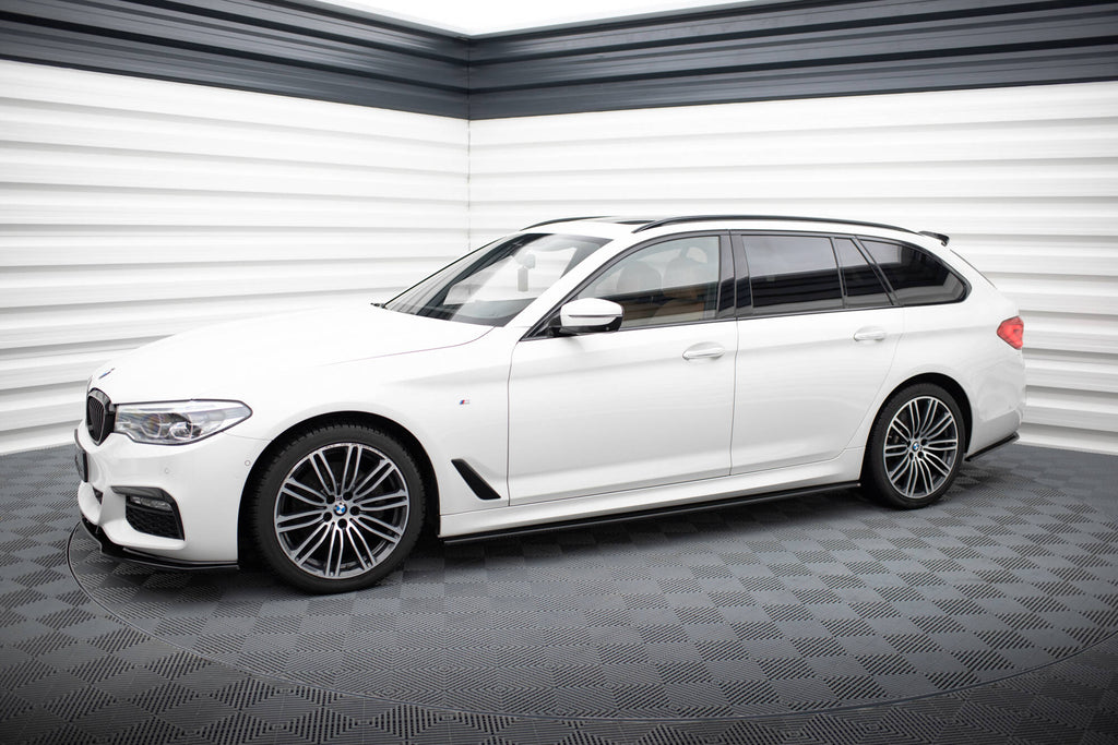Maxton Design Street+ Seitenschweller Leisten passend für BMW 5er M-Paket / M550d / M550i G30/ G31 schwarz Hochglanz
