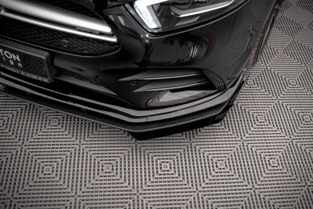 Maxton Design Front Stoßstange Flaps passend für Mercedes A35 AMG / AMG-Line Aero Pack W177 schwarz Hochglanz