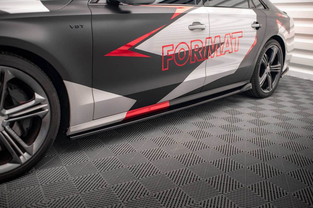 Maxton Design Street+ Seitenschweller Leisten V.2 passend für Audi S8 D4 schwarz Hochglanz