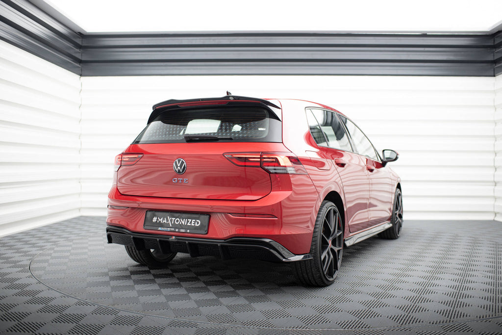 Maxton Design Diffusor Heck Ansatz passend für VW Golf GTE / R-Line Mk8 / Mk8 Facelift schwarz Hochglanz