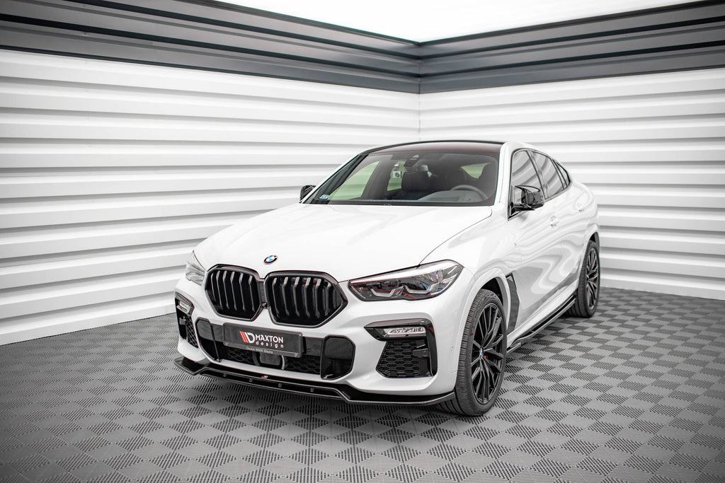 Maxton Design Street+ Spoilerlippe Front Ansatz V.2 passend für BMW X6 M-Paket G06 schwarz Hochglanz