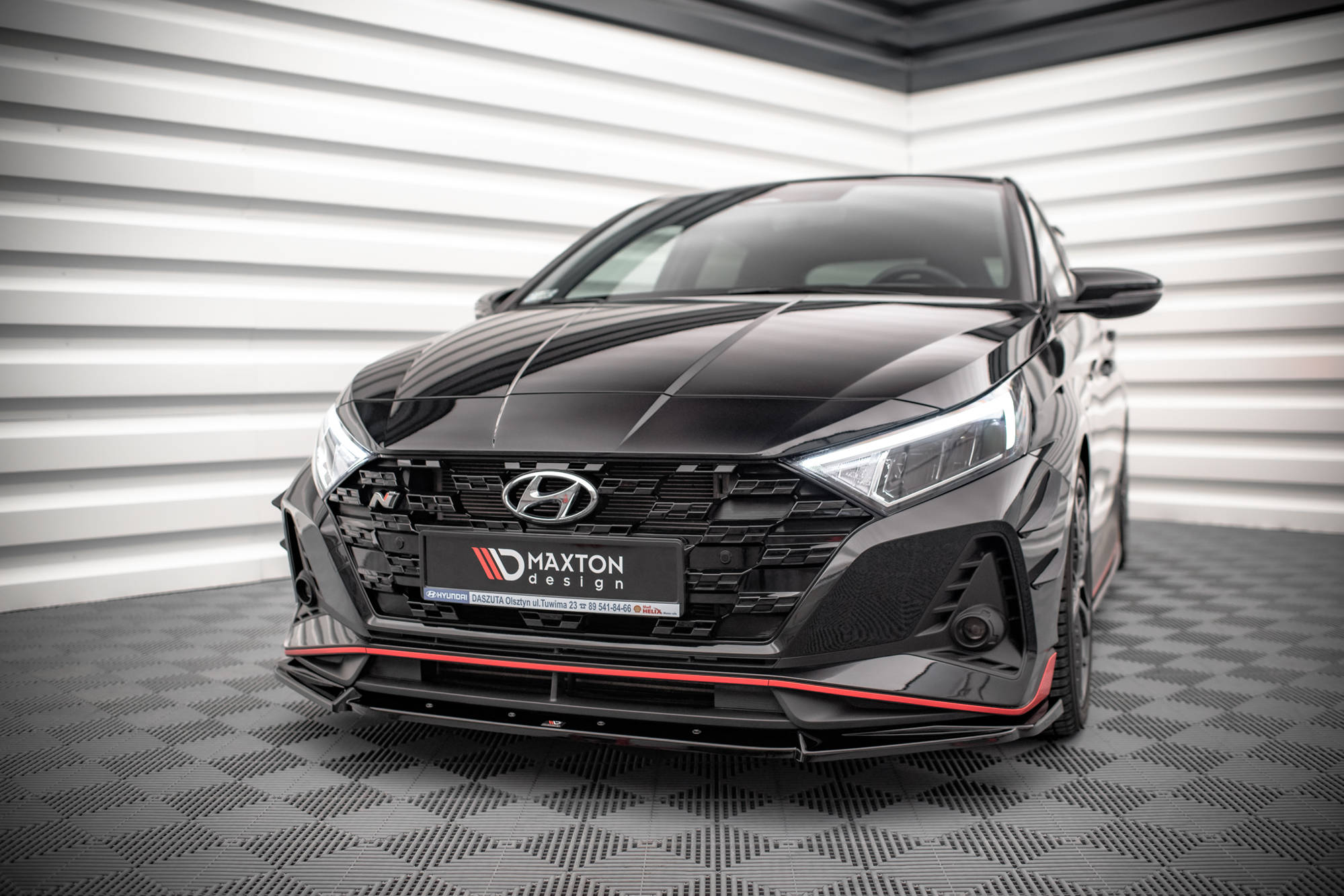 Maxton Design Street+ Spoilerlippe Front Ansatz V.2 passend für Hyundai I20 N Mk3 schwarz Hochglanz