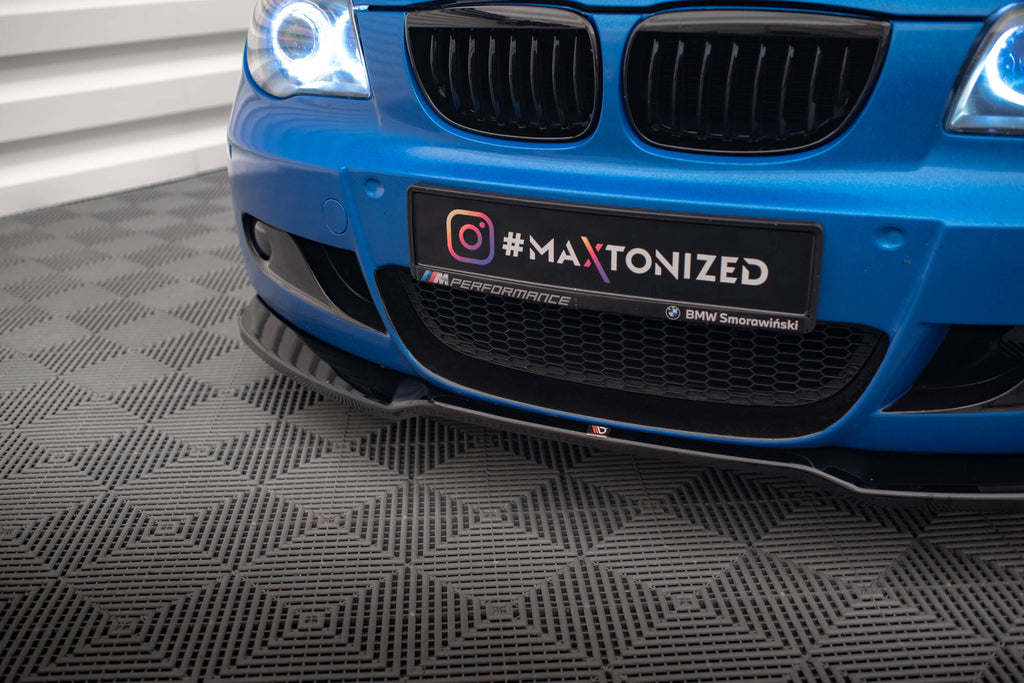 Maxton Design Street+ Spoilerlippe Front Ansatz V.1 passend für BMW 1er M-Paket E87 / E81 Facelift schwarz Hochglanz