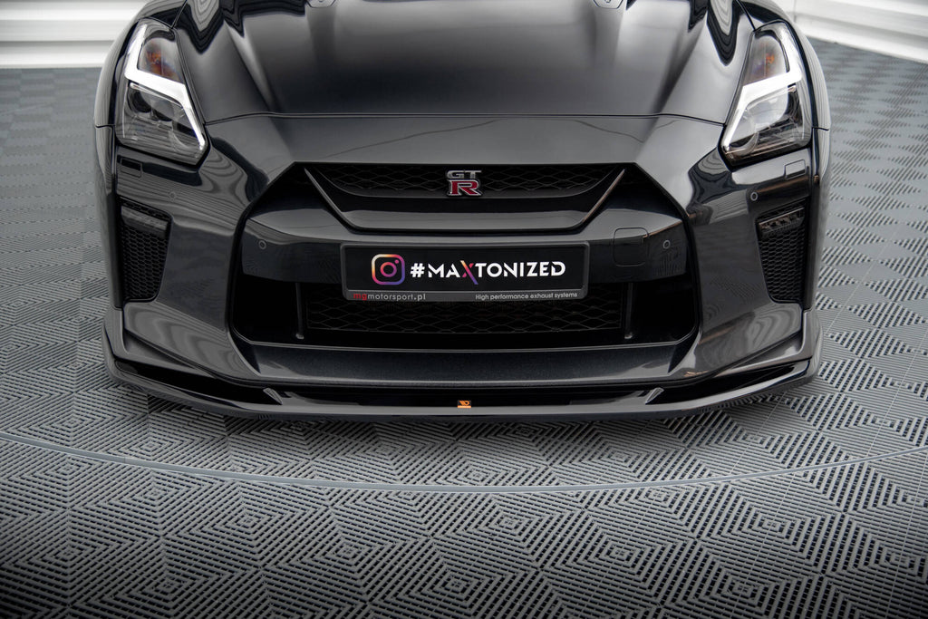 Maxton Design Street+ Spoilerlippe Front Ansatz V.1 passend für Nissan GTR R35 Facelift schwarz Hochglanz