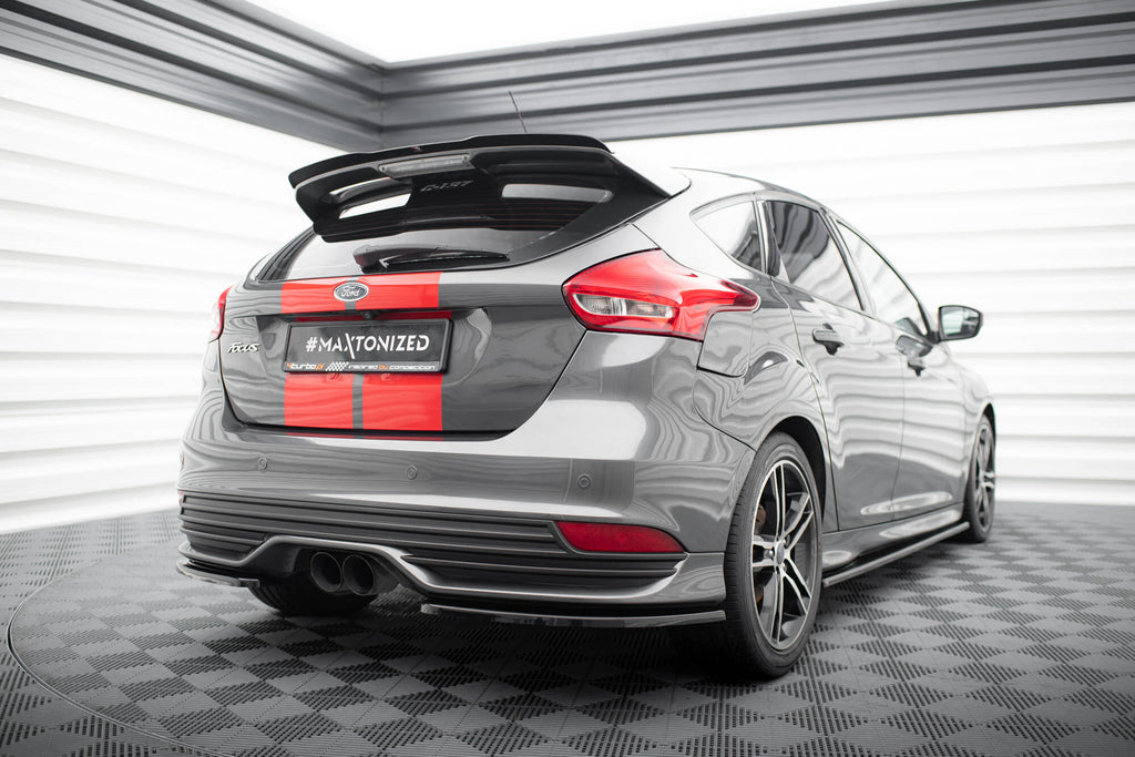 Maxton Design Heck Ansatz Flaps Diffusor passend für Ford Focus ST Mk3 FL schwarz Hochglanz