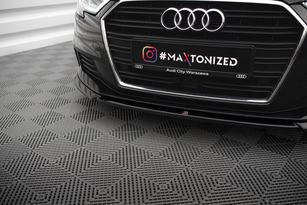 Maxton Design Street+ Spoilerlippe Front Ansatz V.2 passend für Audi A3 Sportback 8V Facelift schwarz Hochglanz