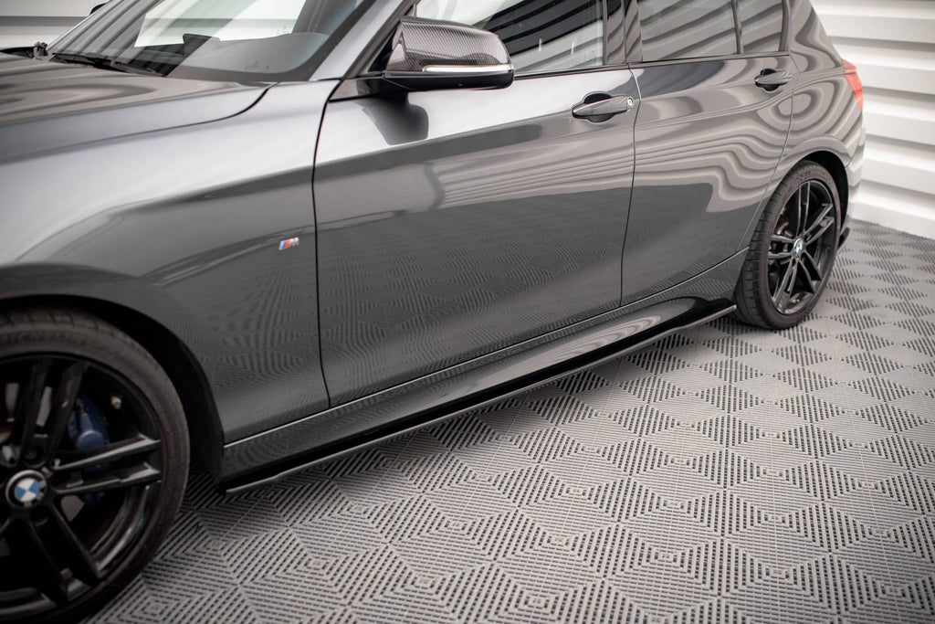 Maxton Design Street+ Seitenschweller Leisten V.2 passend für. BMW 1er M135i / M140i / M-Paket F20 schwarz Hochglanz
