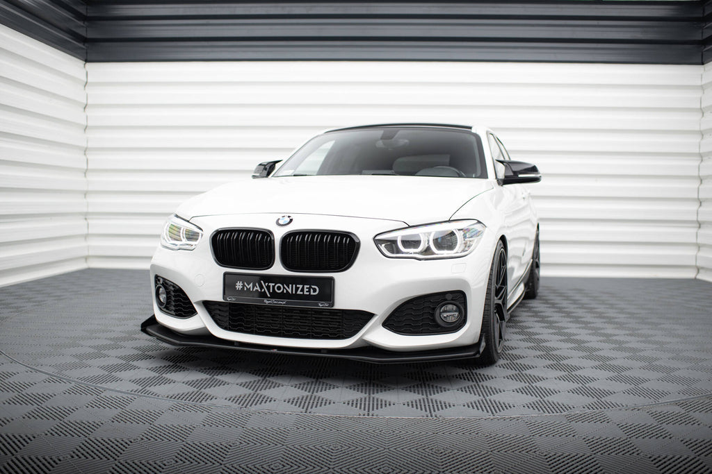 Maxton Design Street Pro Street+ Spoilerlippe Front Ansatz passend für V.3 + Flaps passend für BMW 1er F20 M-Paket Facelift / M140i schwarz Hochglanz