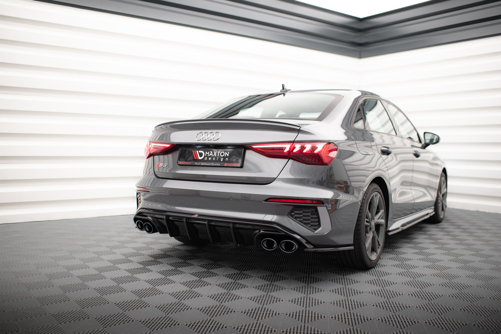 Maxton Design Diffusor Heck Ansatz + Endrohre für Audi A3 S-Line Limousine 8Y