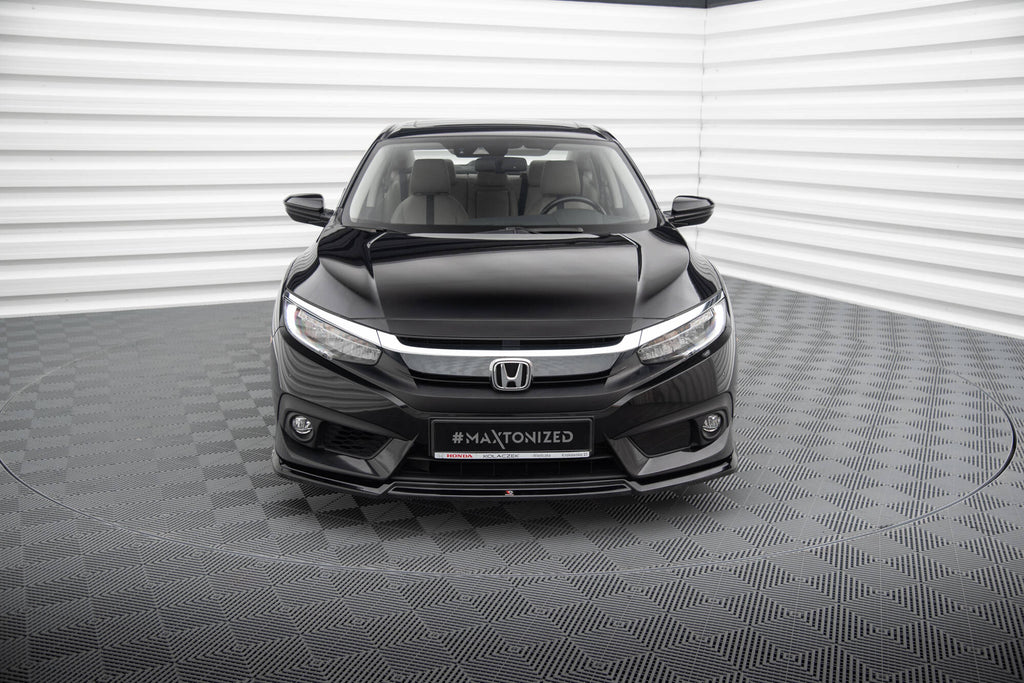 Maxton Design Street+ Spoilerlippe Front Ansatz V.2 passend für Honda Civic Limousine Mk10 schwarz Hochglanz