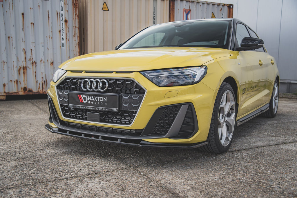 Maxton Design Street+ Spoilerlippe Front Ansatz V.1 passend für Audi A1 S-Line GB schwarz Hochglanz