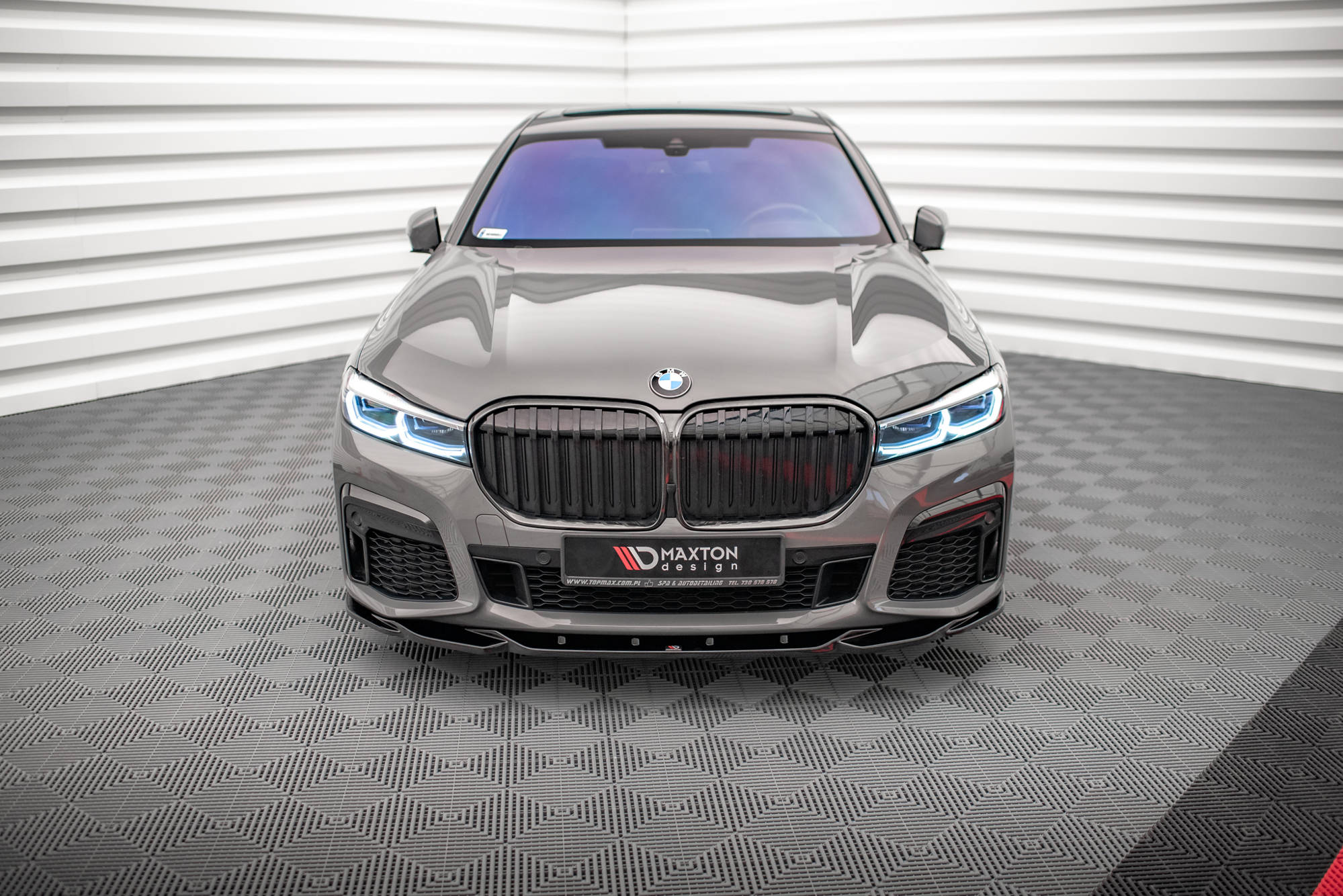 Maxton Design Street+ Spoilerlippe Front Ansatz V.2 passend für BMW 7 M-Paket G11 / G12 Facelift schwarz Hochglanz