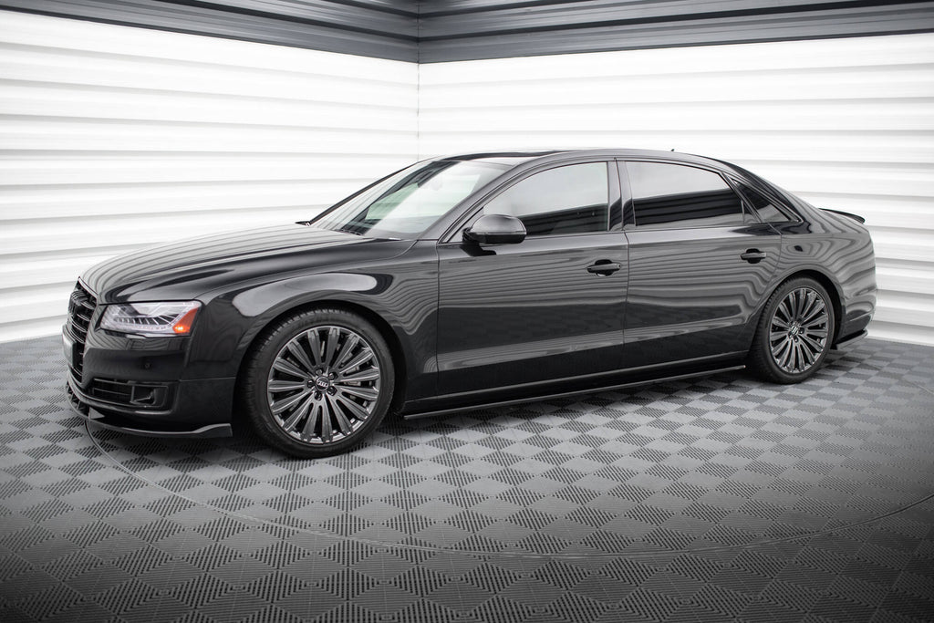 Maxton Design Street+ Seitenschweller Leisten passend für Audi A8 Lang D4 schwarz Hochglanz