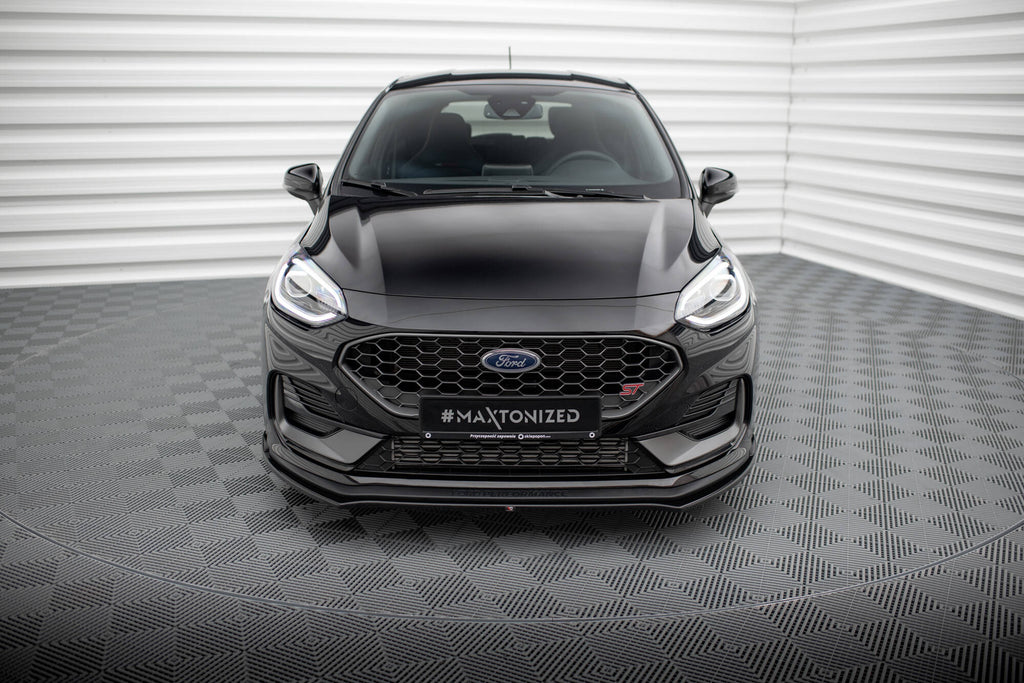 Maxton Design Street+ Spoilerlippe Front Ansatz V.1 passend für Ford Fiesta ST / ST-line Mk8 Facelift schwarz Hochglanz