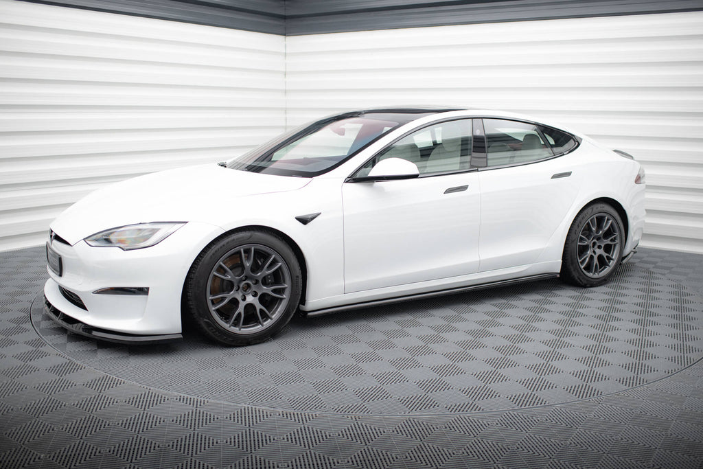 Maxton Design Street+ Seitenschweller Leisten V.2 passend für Tesla Model S Plaid Mk1 Facelift schwarz Hochglanz