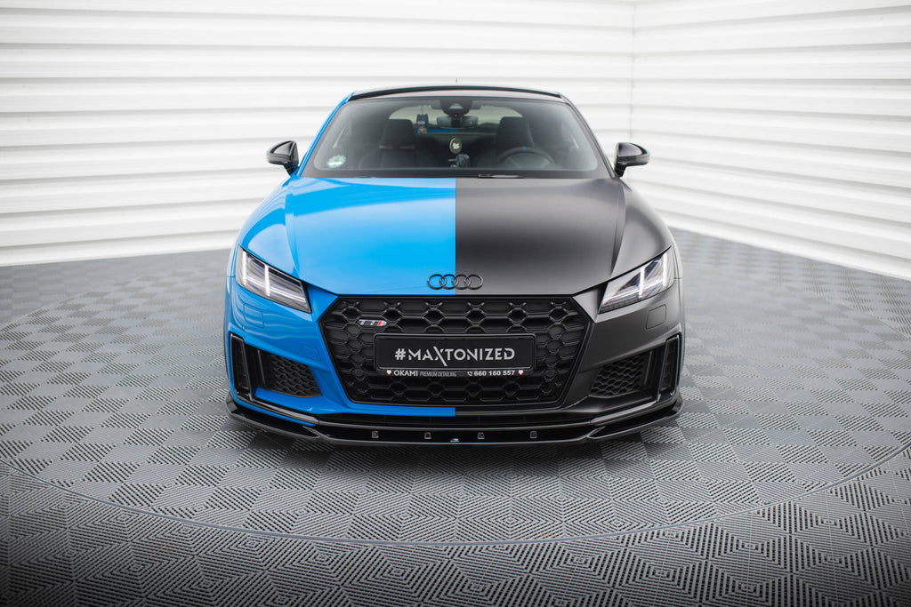 Maxton Design Street+ Spoilerlippe Front Ansatz V.2 passend für Audi TT S / TT S-Line 8S Facelift schwarz Hochglanz