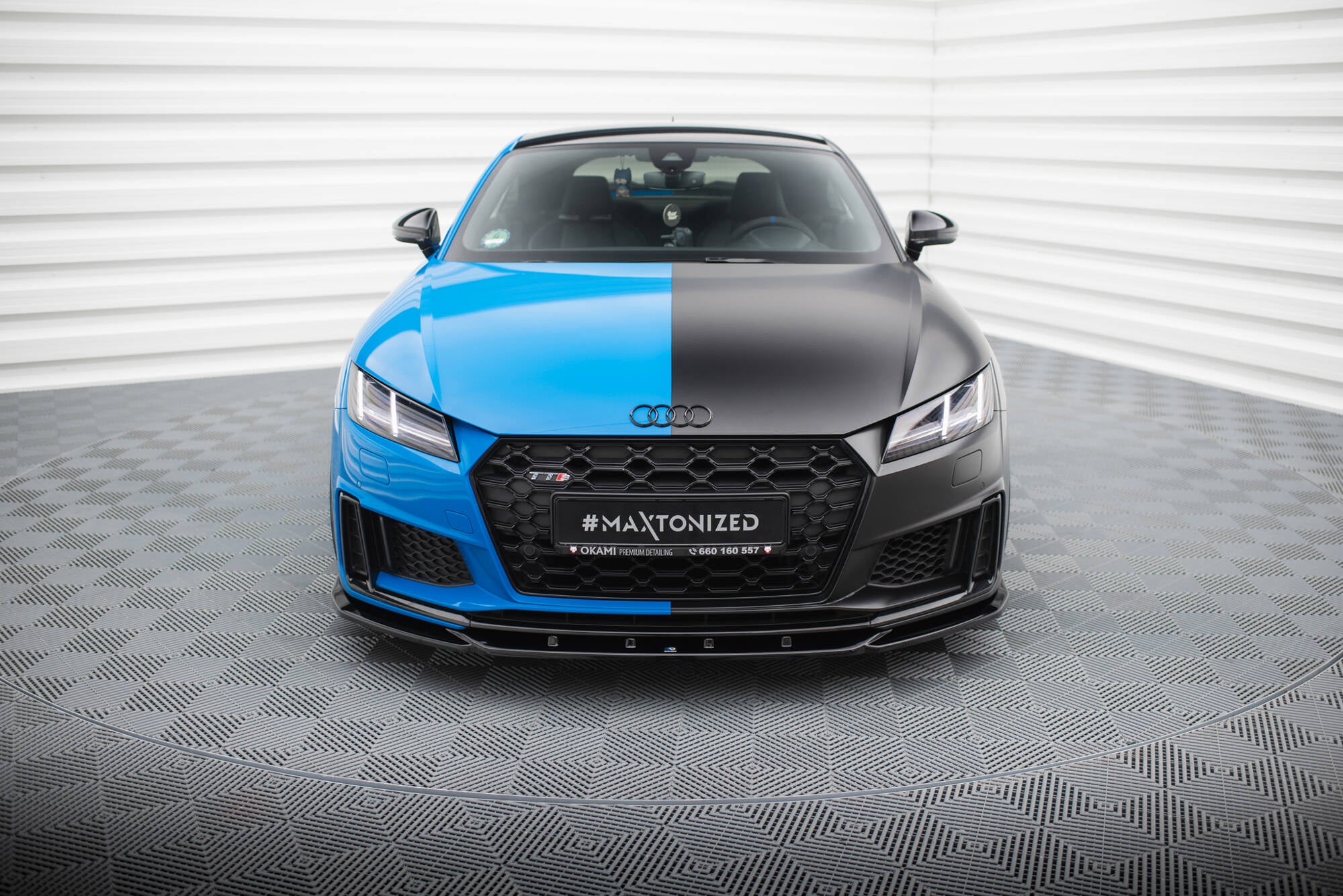 Maxton Design Street+ Spoilerlippe Front Ansatz V.2 passend für Audi TT S / TT S-Line 8S Facelift schwarz Hochglanz