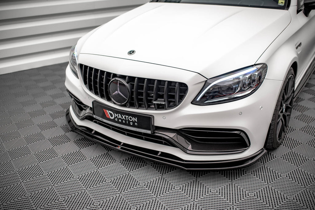 Maxton Design Street+ Spoilerlippe Front Ansatz V.3 passend für Mercedes-AMG C63 Coupe AMG Aero Pack C205 Facelift schwarz Hochglanz