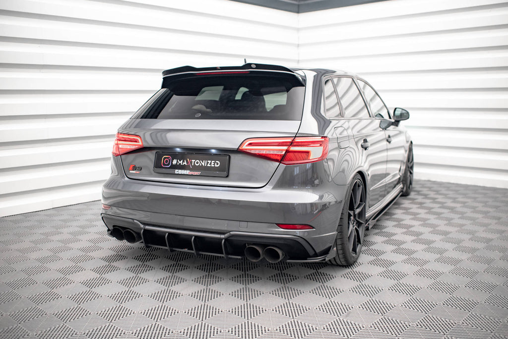 Maxton Design Hintere Seiten Flaps passend für Audi S3 Sportback 8V Facelift schwarz Hochglanz