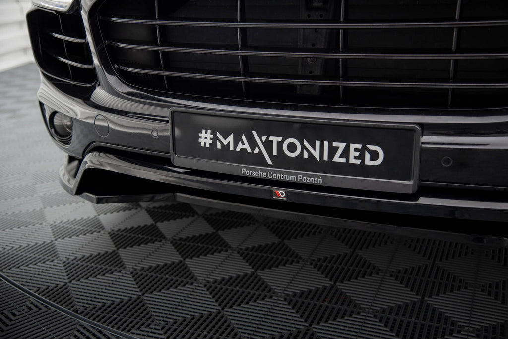 Maxton Design Street+ Spoilerlippe Front Ansatz passend für Porsche Cayenne Mk2 Facelift schwarz Hochglanz