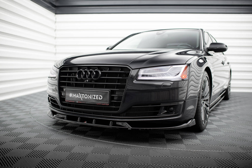 Maxton Design Street+ Spoilerlippe Front Ansatz passend für Audi A8 D4 Facelift schwarz Hochglanz