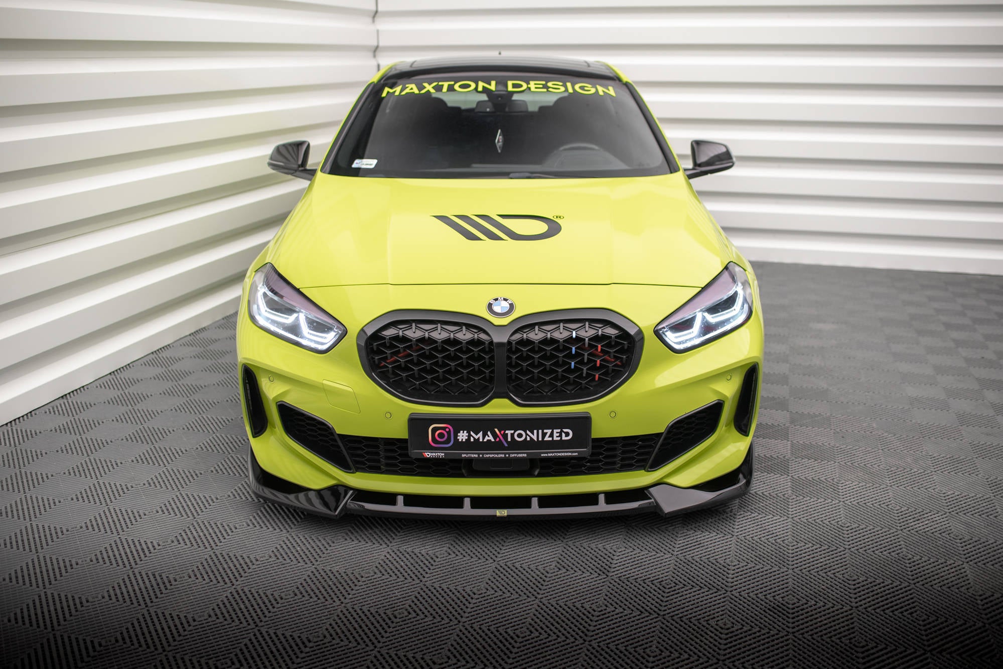 Maxton Design Street+ Spoilerlippe Front Ansatz V.6 passend für BMW 1er M-Paket / M135i / 128ti F40 schwarz Hochglanz