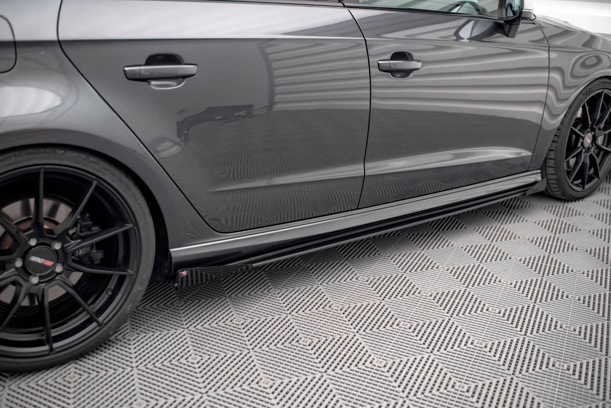 Maxton Design Seitenschweller Flaps passend für Audi S3 / A3 S-Line Sportback 8V Facelift schwarz Hochglanz