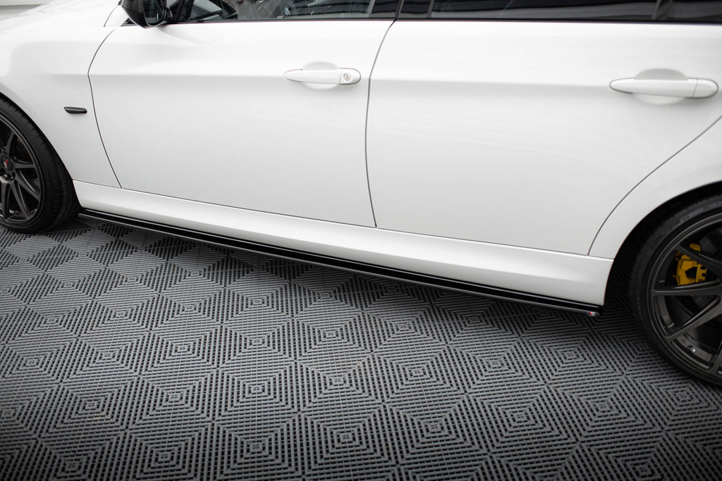 Maxton Design Street+ Seitenschweller Leisten passend für BMW 3er M-Paket Limousine / Touring E90 / E91 schwarz Hochglanz