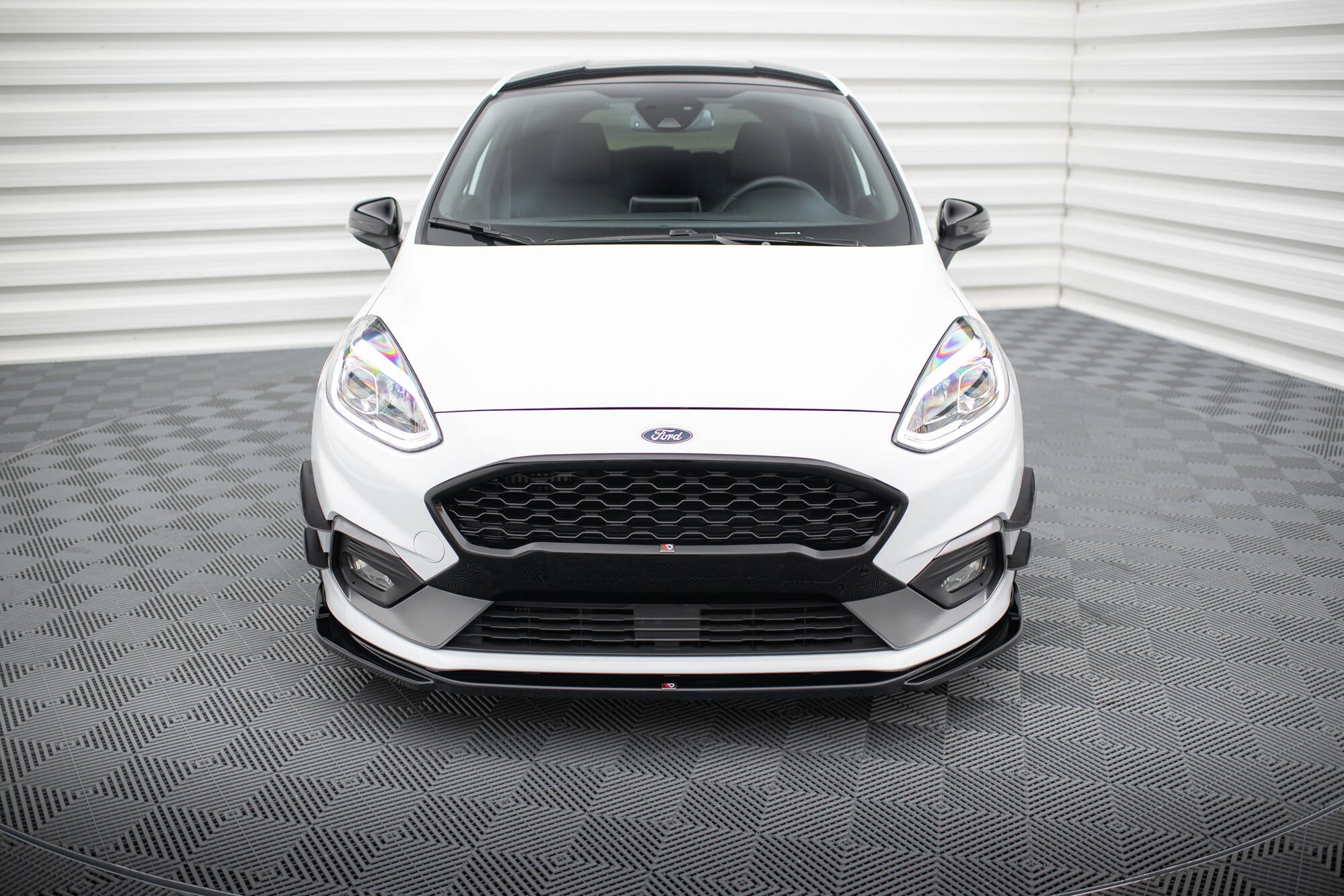 Maxton Design Street+ Spoilerlippe Front Ansatz V.4 passend für Ford Fiesta Mk8 ST / ST-Line schwarz Hochglanz
