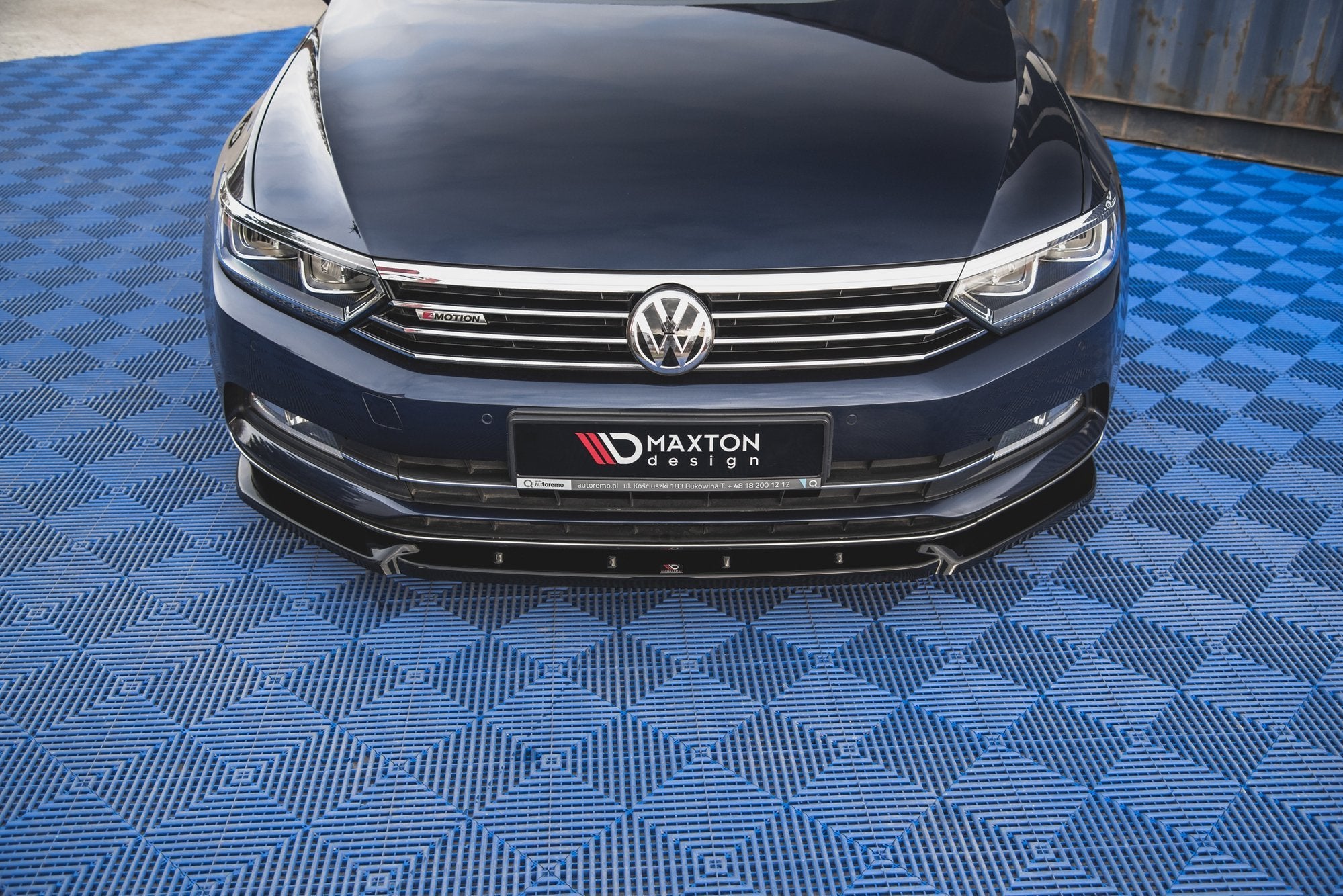 Maxton Design Street+ Spoilerlippe Front Ansatz V.2 passend für VW Passat B8 schwarz Hochglanz