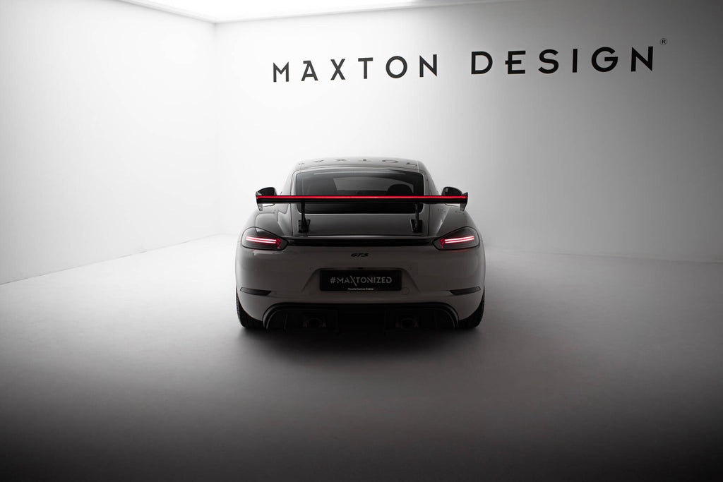 Maxton Design Carbon Spoiler With Internal Brackets Uprights V.1 + LED Porsche 718 Cayman 982c für Porsche Cayman 982c