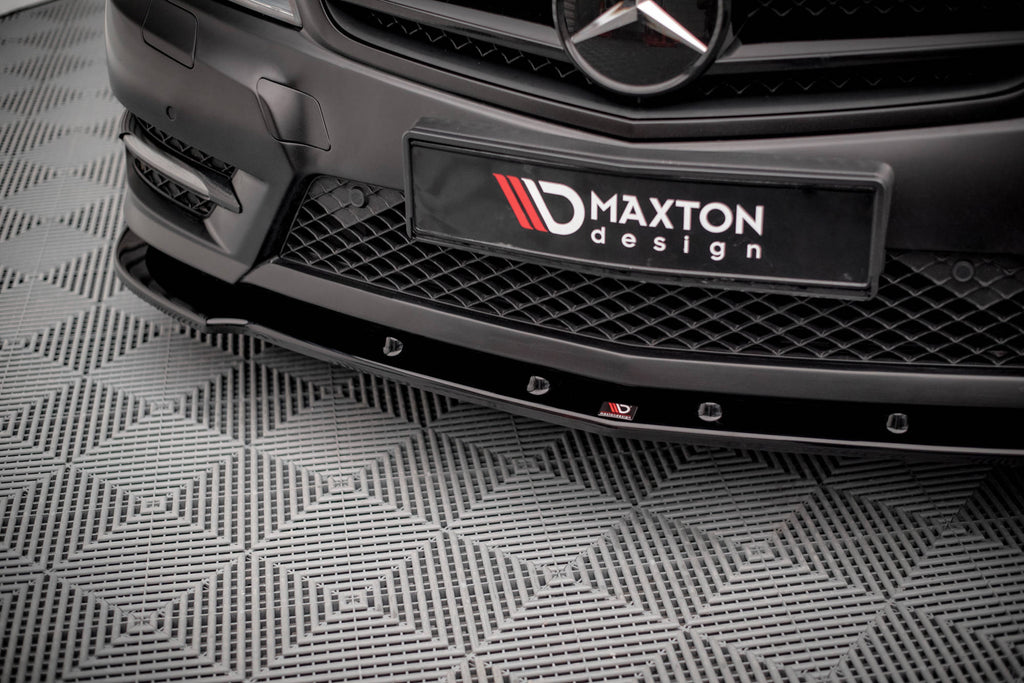 Maxton Design Street+ Spoilerlippe Front Ansatz V.2 passend für Mercedes-Benz C Coupe / Limousine / Kombi AMG-Line C204 / W204 Facelift / S204 Facelift schwarz Hochglanz