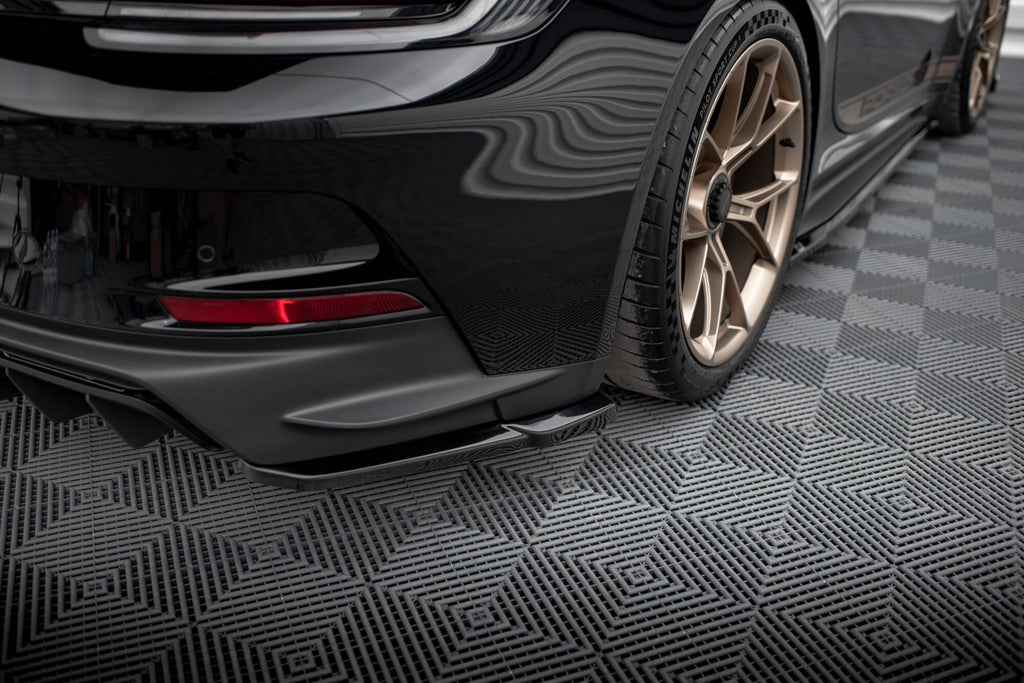 Maxton Design Heck Ansatz Flaps Diffusor passend für Porsche 911 992 GT3 schwarz Hochglanz