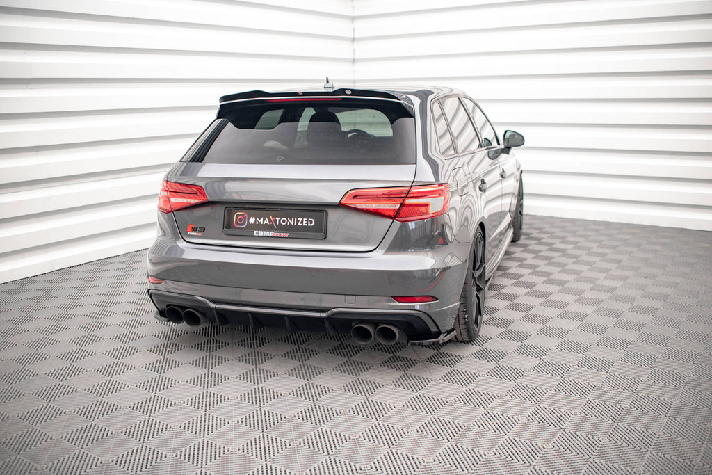 Maxton Design Heck Ansatz Flaps Diffusor V.1 passend für Audi S3 Sportback 8V Facelift schwarz Hochglanz
