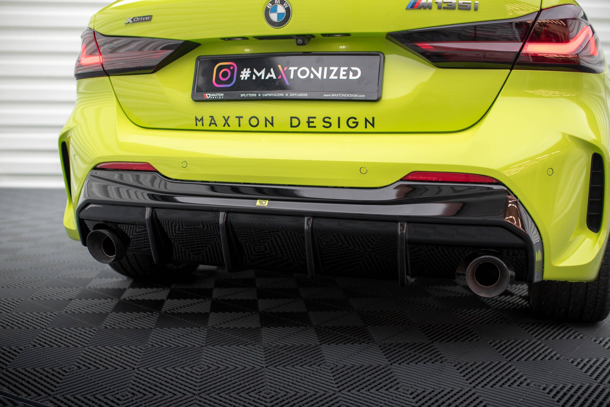 Maxton Design Diffusor Heck Ansatz V.3 passend für BMW 1er F40 M-Paket/ M135i / 128ti (Einzelauspuff li. re.)