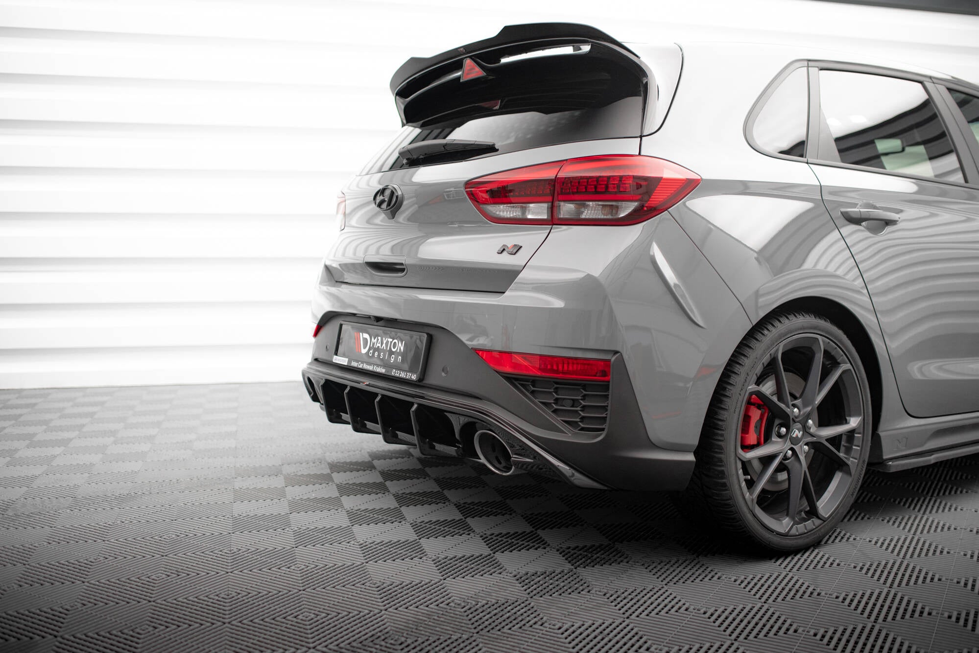 Maxton Design Diffusor Heck Ansatz passend für Hyundai I30 N Hatchback Mk3 Facelift schwarz Hochglanz