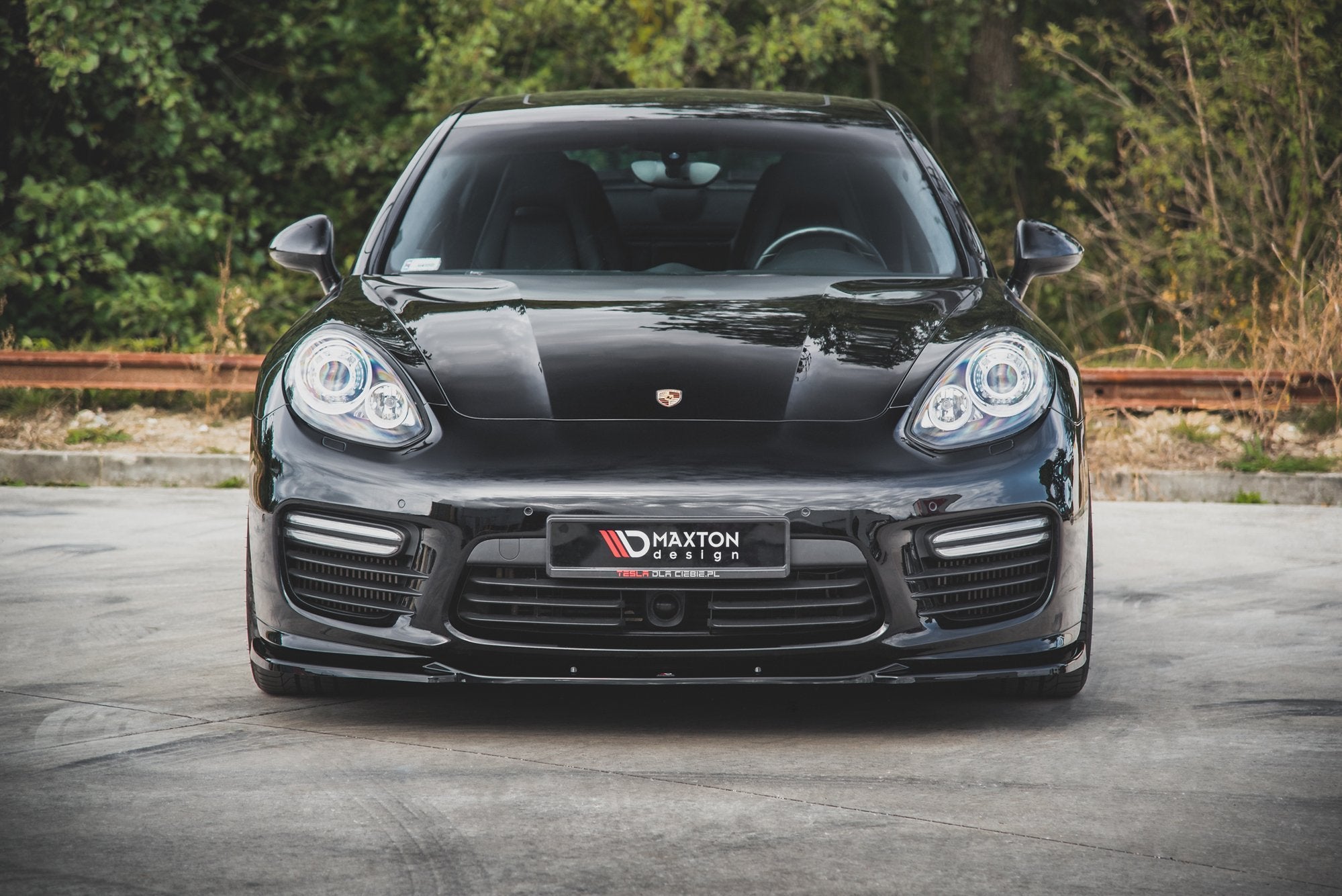 Maxton Design Street+ Spoilerlippe Front Ansatz V.2 passend für Porsche Panamera Turbo 970 Facelift schwarz Hochglanz