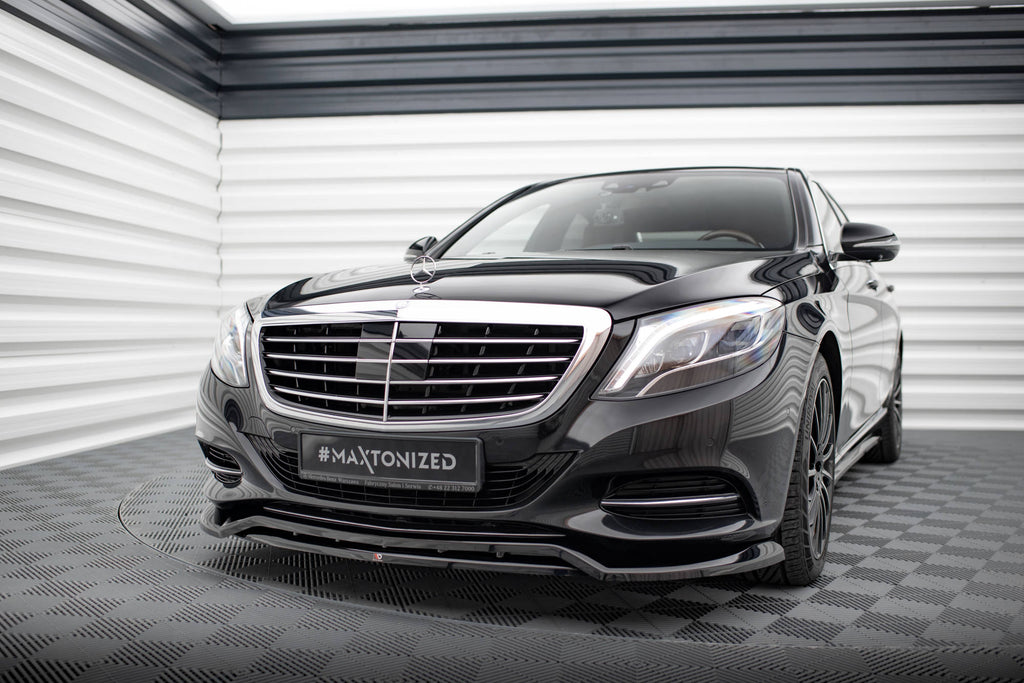Maxton Design Street+ Spoilerlippe Front Ansatz V.2 passend für Mercedes-Benz S W222 schwarz Hochglanz