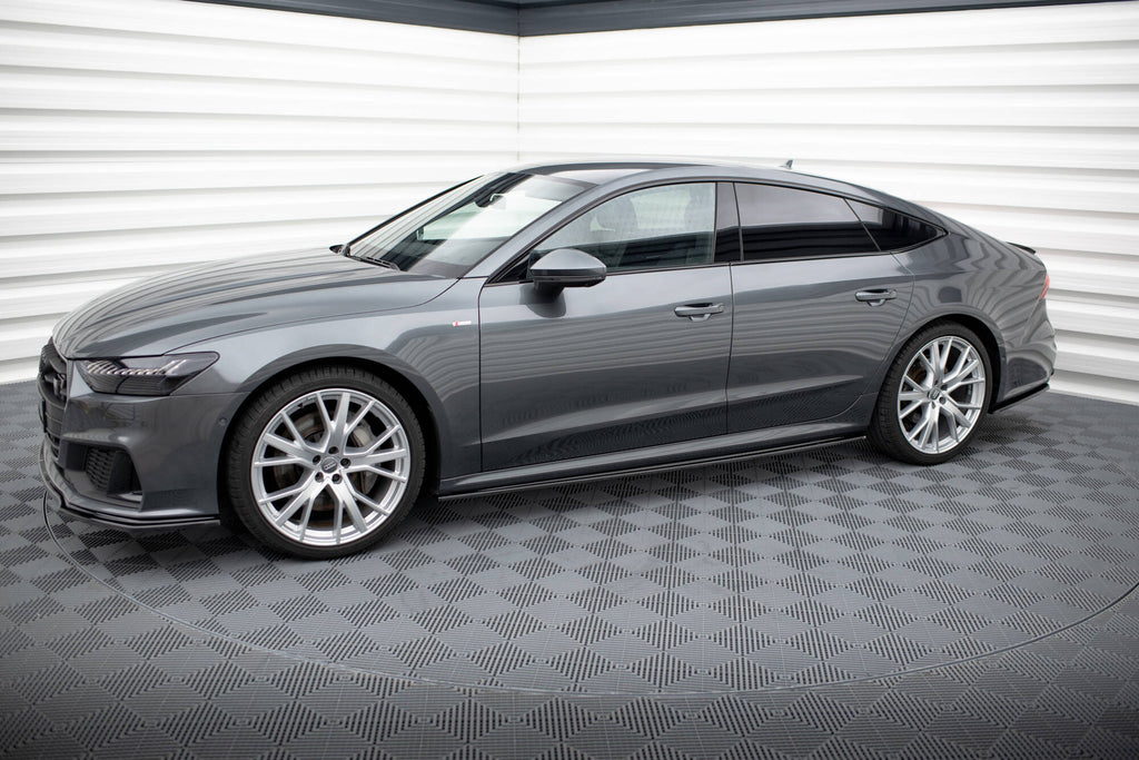 Maxton Design Street+ Seitenschweller Leisten passend für Audi A7 S-Line C8 / S7 C8 / C8 Facelift / S7 Facelift schwarz Hochglanz